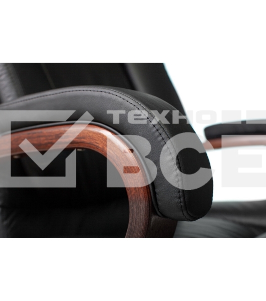 Кресло руководителя Бюрократ T-9925WALNUT/BLACK черный, кожа, крестовина дерево