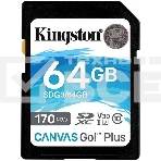 Флеш карта Kingston 64GB SDXC Canvas Go Plus 170R C10 UHS-I U3 V30 EAN: 740617301397, фото 1