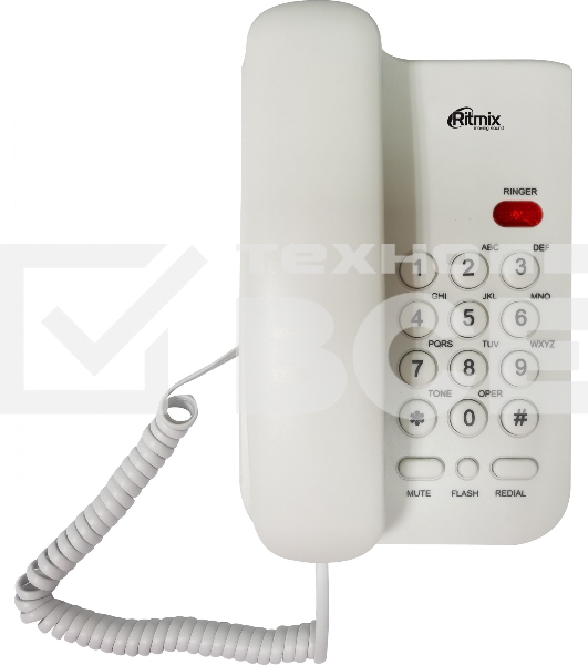 Телефон проводной Ritmix RT-311 белый