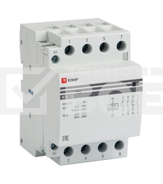 Контактор модульный EKF km-3-16-40 КМ 16А 4NO (3 мод.) PROxima