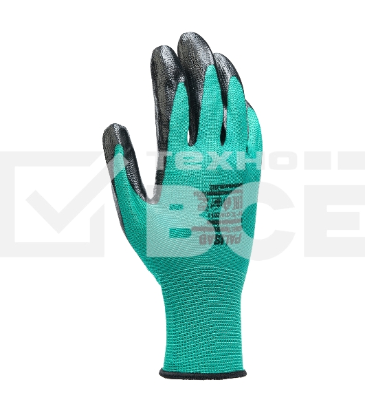 Перчатки полиэфирные Palisad с черным нитрильным покрытием, размер 9, 13 класс вязки