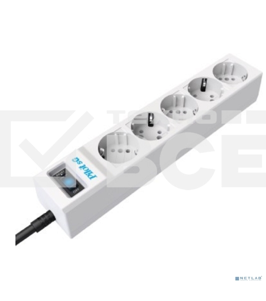 Сетевой фильтр ZIS PILOT Surge protector Pilot SG5 5 outlets (GP), 10A / 2.2kVt, automatic circuit-breaker, 3 m