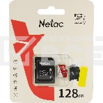 Карта памяти Netac P500 ECO 128GB MicroSDXC U1/C10 up to 80MB/s, retail pack with SD Adapter, фото3