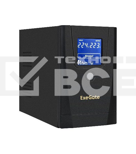 Источник бесперебойного питания ExeGate Power Smart ULB-650.LCD.AVR.1SH.2C13 <650VA/360W, LCD, AVR,1*Schuko+2*C13, металлический корпус, Black>