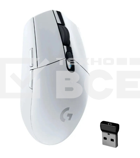 Мышь беспроводная Logitech G304 Lightspeed белый, 12000 dpi, радиоканал, USB, кнопки - 6