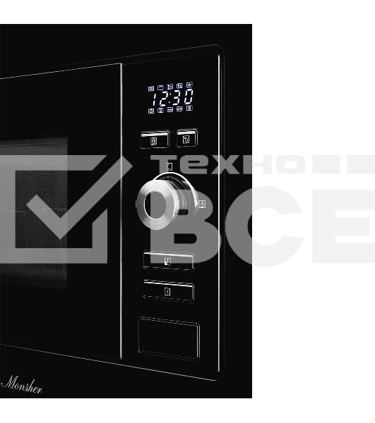 Встраиваемая микроволновая печь Monsher MMH 201 B, 59.3х38.5х31.3 см, мощность микроволновой печи 800-1250 Вт, мощность гриля 1000 Вт, 5 уровней мощности, электронное управление, многофункциональный дисплей, режим Микроволны/Гриль/Комби, автоменю8 програм