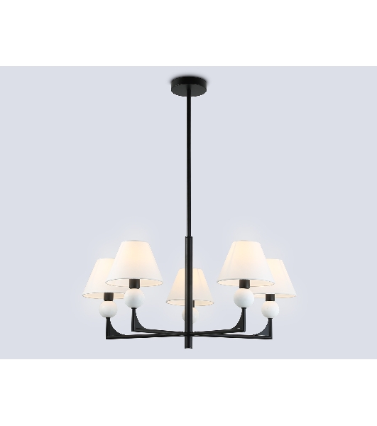 Люстра Ambrella light LH75153/5 BK/FR черный/белый матовый E14*5 max 40W D730*580