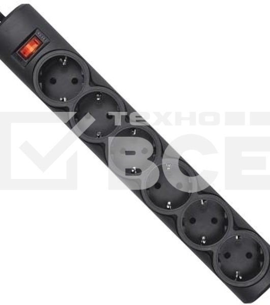 Сетевой фильтр Defender DFS 155 / 6 розеток / черный / 5.0 м