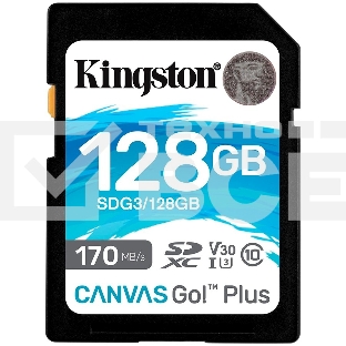 Карта памяти Kingston 128GB SDXC Canvas Go Plus 170R C10 UHS-I U3 V30 EAN: 740617301458