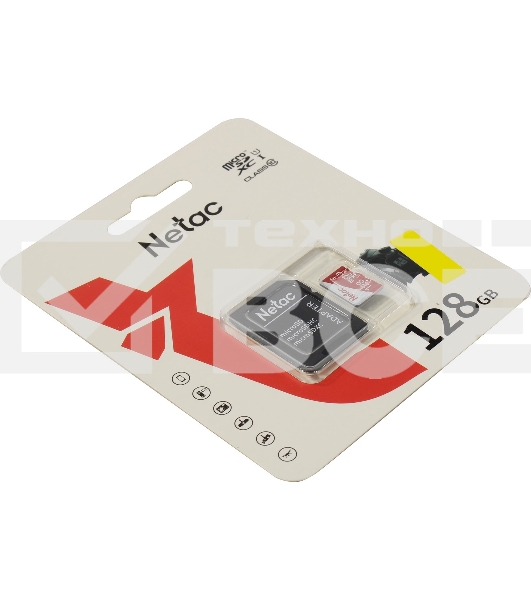Карта памяти Netac P500 ECO 128GB MicroSDXC U1/C10 up to 80MB/s, retail pack with SD Adapter