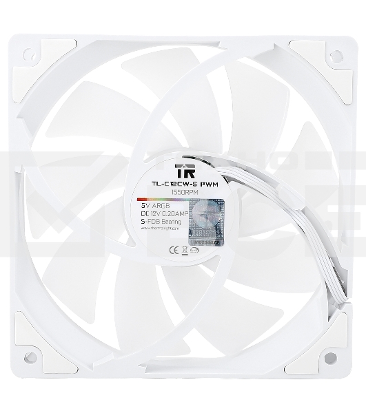 Кулер для корпуса Thermalright TL-C12CW-S (120x120x25мм, 4-pin PWM, ARGb, 66.17CFM, 25.6dBA, 1550RPM, белый)