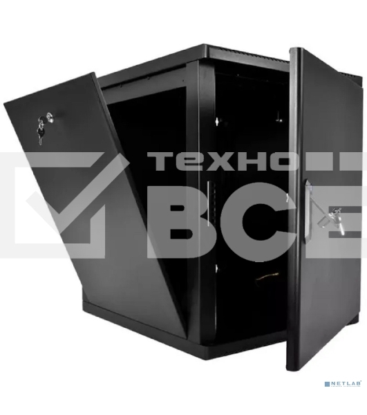 Шкаф телекоммуникационный настенный разборный ЦМО 15U (600 x 650) съемные стенки, дверь металл, черный (ШРН-М-15.650.1-9005)
