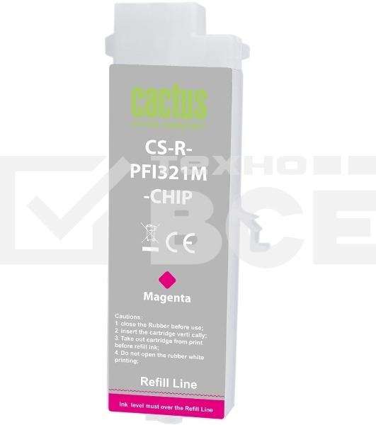 Картридж струйный Cactus CS-R-PFI321M-CHIP PFI-321 пурпурный (260мл) для Canon imagePROGRAF TM-200/200MFP/205/300/300MFP/305/250/255/350/355 с чипом