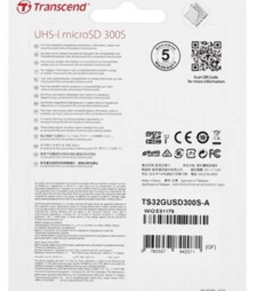 Флеш карта Micro SecureDigital 32Gb Transcend TS32GUSD300S-A MicroSDHC Class 10 UHS-I, SD adapter