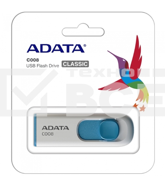 Флеш диск AData 16Gb C008 AC008-16G-RWE USB2.0 белый