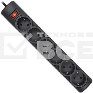 Сетевой фильтр Defender DFS 153 3 м, черный, 6 розеток