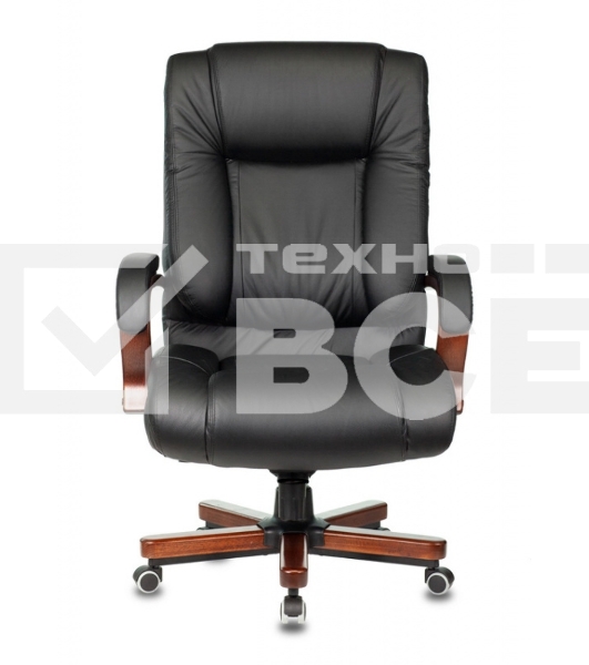Кресло руководителя Бюрократ T-9925WALNUT/BLACK черный, кожа, крестовина дерево