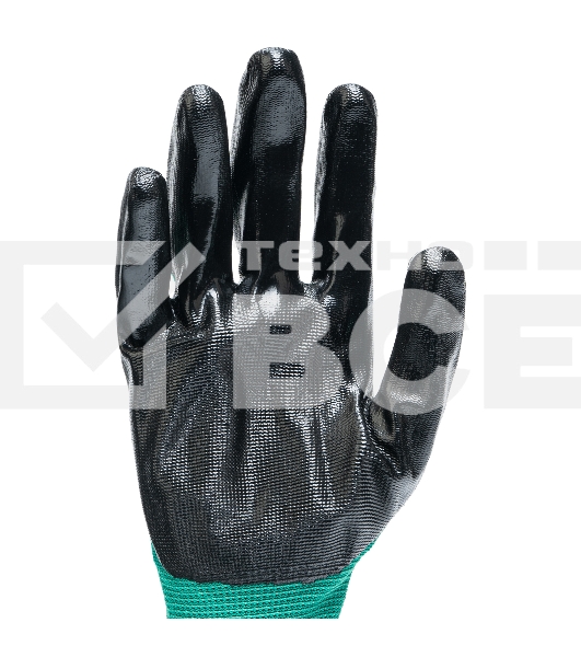 Перчатки полиэфирные Palisad с черным нитрильным покрытием, размер 9, 13 класс вязки