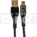 Кабель PERFEO USB А вилка - Micro USB вилка, 20W, нейлон, черный, 1 м., PREMIUM (U4020), фото3