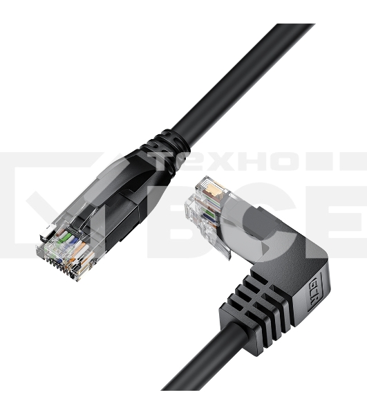 Патч-корд прямой 10.0m UTP кат.5e, черный, верхний угол, литой, ethernet high speed, RJ45, T568B