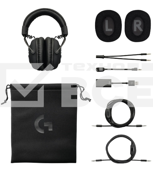 Наушники с микрофоном Logitech G Pro X черный 2м мониторные оголовье (981-000819)