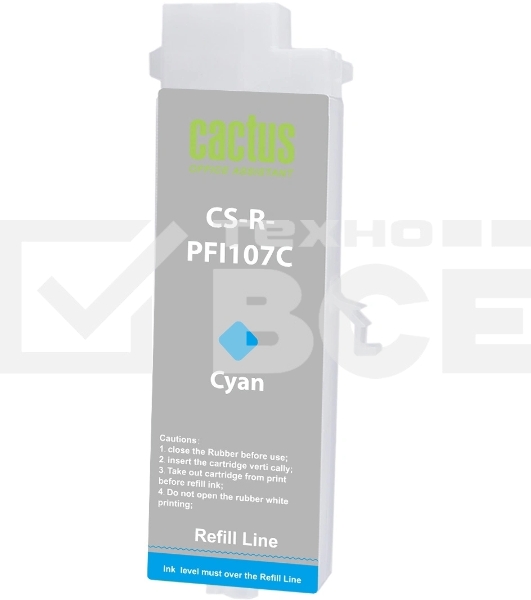 Картридж перезаправляемый струйный Cactus CS-R-PFI107C голубой для Canon imageProGRAF iPF670/680/685/770/780/785 без чипа