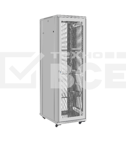 Шкаф телекоммуникационный 19' напольный 42U ExeGate EC-FS-42U.600.800.V.V.GREY (19”, 42U, 600x800x2054mm (ШхГхВ), передняя и задняя двери перфорированные, съемные боковые панели, пыле- и влагозащита IP20, встроенный вентиляционный модуль, 1 полка в комплекте, светло-серый RAL 7035, 3 коробки)