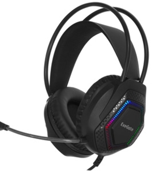 Гарнитура Exegate Cosmos HS-704GL чёрный, проводная, USB, виртуальный звук 7.1, подсветка
