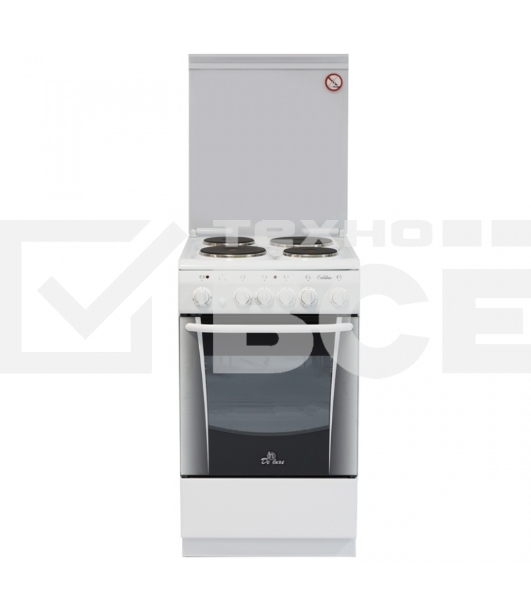 Плита электрическая De Luxe 506004.00Э (кр) белый, конфорок 4 шт, духовка 60 л, 50 см x 85 см x 60 см