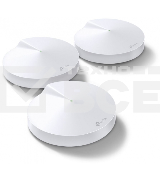 Маршрутизатор TP-Link TP-Link DECO M5(3-PACK) AC1300 Домашняя Wi-Fi система, чипсет Qualcomm, два диапазона (Dual-Band), поддержка стандартов 802.11ac/a/b/g/n, 717 МГц четырехъядерный процессор, Bluetooth 4.2, 2 гигабитных порта Ethernet, 1 порт USB Type-