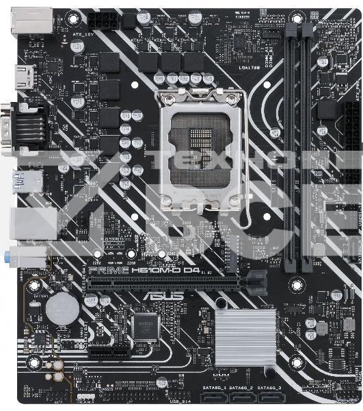 Материнская плата ASUS PRIME H610M-D D4, LGA 1700, Intel H610, 2xDDR4, 4xSATA, 1xM.2, 1xPCIe 4.0 x16, 1xPCI, 1xHDMI, 1xVGA, 1x 1Gb LAN, 2xUSB-A 2.0, 2xUSB-A 3.2 Gen 1, 3x3.5 мм, 7.1, mATX