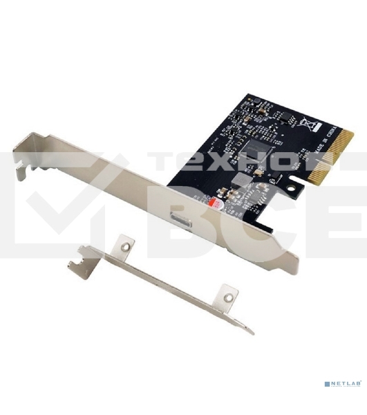 Контроллер ORIENT AM-U3242PE-C, PCI-Ex4 v3.0, USB 3.2 Gen2x2 (SuperSpeed USB 20Gbps), скорость до 20 Гбит/с, 1-port Type-C, ASM3242 chipset, Self powered, в комплекте LP планка крепления (31333)