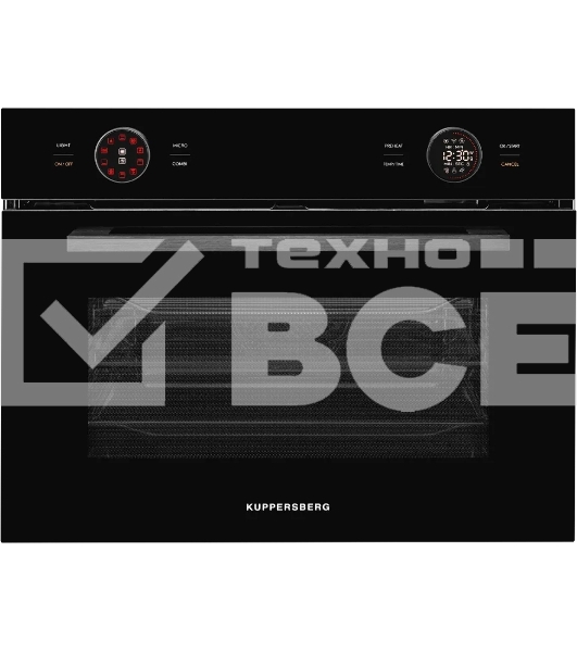 Встраиваемый духовой шкаф Kuppersberg KMW 612 Black с СВЧ, 45 см, 50л, 12 режимов, гидролизная очистка, черный