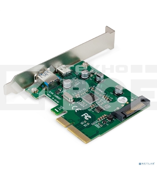 Контроллер ExeGate EXE-320-1A1C (PCI-E x4 v3.0, USB3.2 Gen2 1xType-A + 1xType-C ext., SuperSpeed+ скорость до 10 Гбит/с, разъем доп.питания, ASMedia Chipset ASM1142)