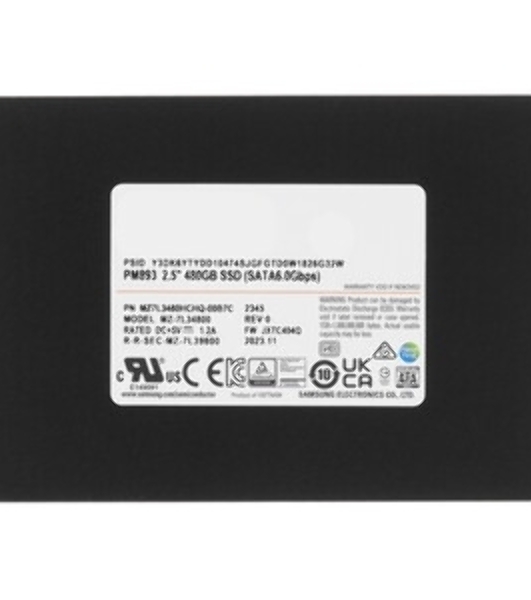 Накопитель SSD Samsung PM893, 480Gb, SATA III, 2.5', R/W 550/520