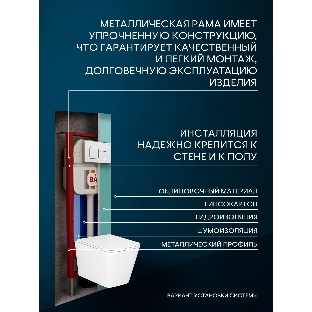Комплект BAU 6 в 1: рамная инсталляция, унитаз подвесной безободковый вихревой Bau Stil Hurricane, быстросъемное тонкое сиденье дюропласт микролифт, кнопка смыва BAU Soul, белая