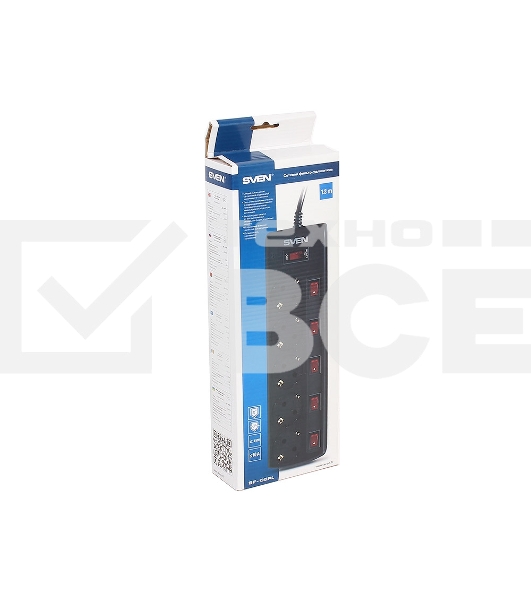 Сетевой фильтр Sven SF-05PL 1,8 м (5 розеток) черный 