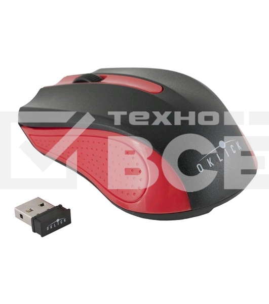 Мышь беспроводная Oklick 485MW черный/красный, 1200 dpi, радиоканал, USB, кнопки - 3