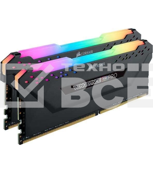 Оперативная память Corsair Vengeance RGB Pro SL, DDR4, 32GB (2x16GB), 3200 MHz, CL16, DIMM, с радиатором, ARGB, черный
