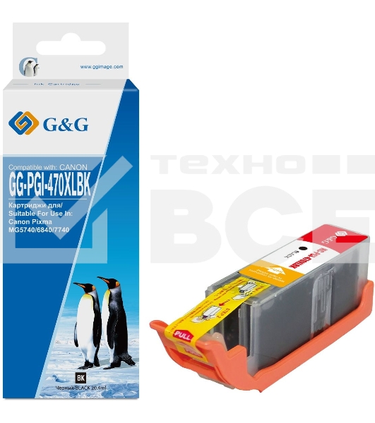 Картридж струйный G&G GG-PGI-470XLBK черный (20.4мл) для Canon MG5740/MG6840/MG7740