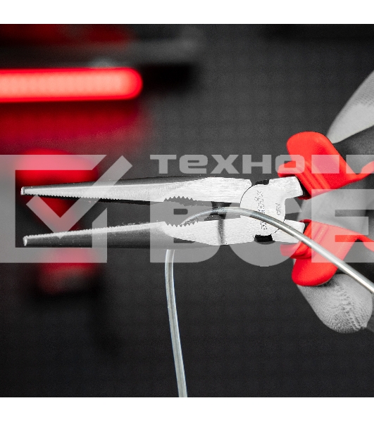 Длинногубцы прямые, 200 мм, хром-ванадий, двухкомпонентные рукоятки Matrix