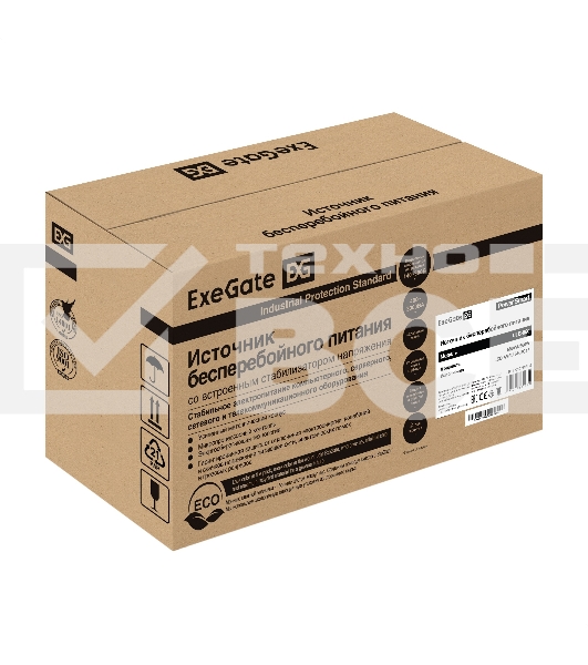 Источник бесперебойного питания ExeGate Power Smart ULB-650.LCD.AVR.1SH.2C13 <650VA/360W, LCD, AVR,1*Schuko+2*C13, металлический корпус, Black>