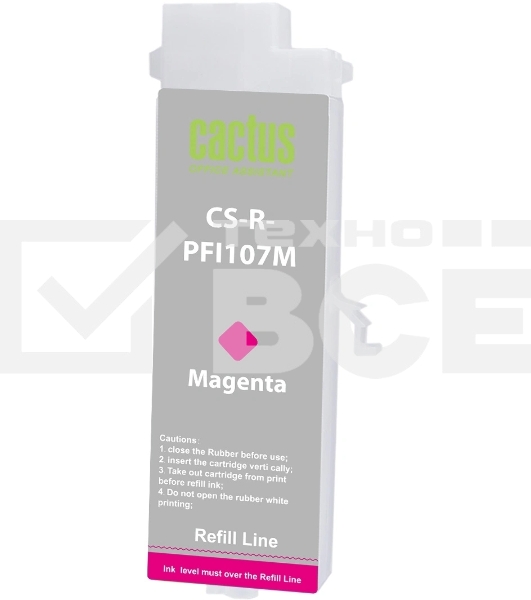 Картридж перезаправляемый струйный Cactus CS-R-PFI107M пурпурный для Canon imageProGRAF iPF670/680/685/770/780/785 без чипа