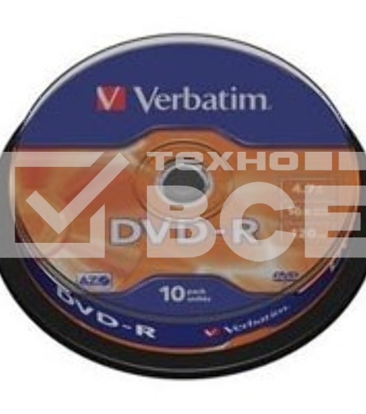 Диск DVD-R Verbatim 4.7Gb 16x bulk (10шт) (43729)
