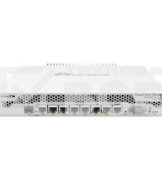 Маршрутизатор Mikrotik CCR1009-7G-1C-PC with Tilera Tile-Gx9 CPU (9-cores, 1Ghz per core), 1GB RAM, 7xGbit LAN, 1x Combo port (1xGbit LAN or SFP), RouterOS L6, passive cooling desktop enclosure, rackmount ears, PSU