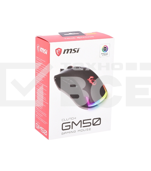 Мышь проводная MSI Clutch GM50 черный, 7200 dpi, USB, кнопки - 6