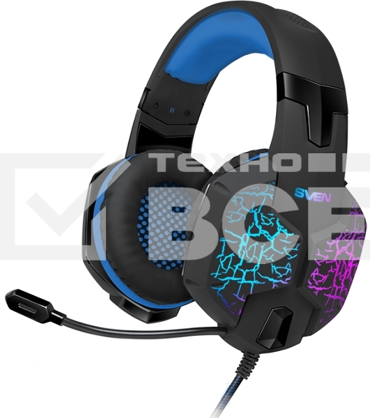 Гарнитура SVEN AP-U980MV, черный-синий (USB, LED, 7.1, 2.2m)