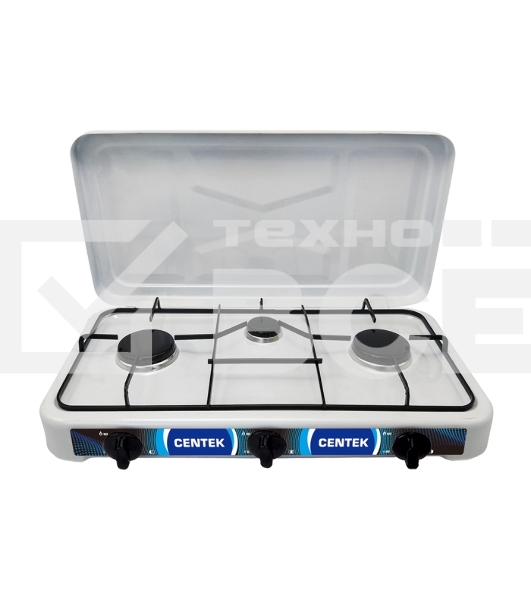 Газовая плита Centek CT-1522  белый  Centek CT-1522 (белая), 3 конфорки, КРЫШКА, сменные форсунки баллон/магистраль