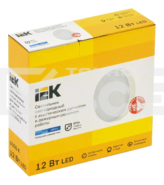 Светильник IEK LED ДПО 2014Д 12Вт IP54 6500К деж круг с АД