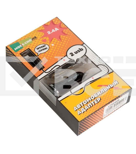 Автомобильная зарядка (от прикуривателя) 2USB 2.4A для Apple 8-pin More choice AC22i черный